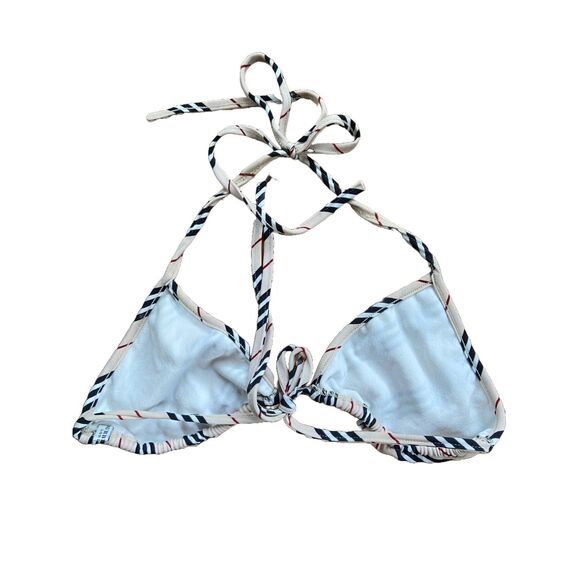 Burberry London Y2K Striped Triangle Halter Bikini Top Cream M - Picture 3 of 7
